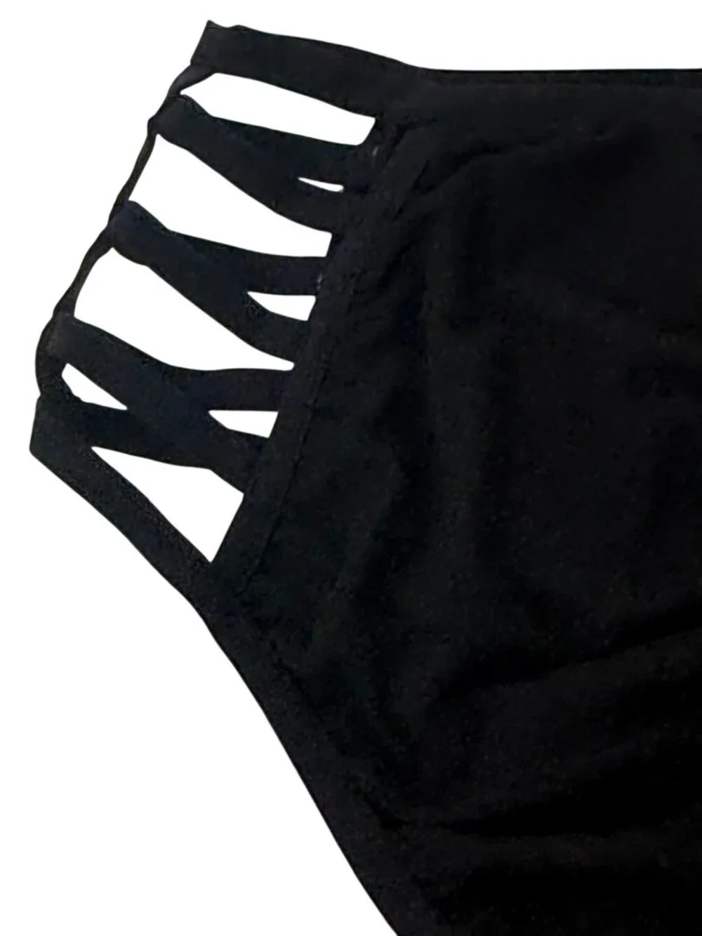 I Heart Raves 2 Piece Black Holographic Caged Halter Top & Bottoms Set| Festival - Picture 14 of 16